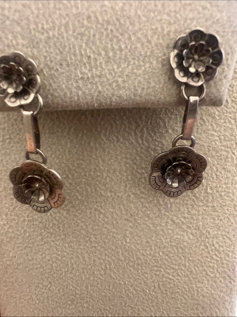 Sterling Floral Drop Earrings in Silver - Picture 7 of 9